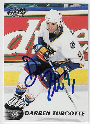 Darren Turcotte Signed 1998-99 Pacific Hockey Card - Nashville Predators