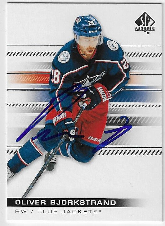 Oliver Bjorkstrand Signed 2019-20 SP Authentic Hockey Card - Columbus Blue Jackets