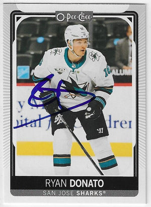 Ryan Donato Signed 2021-22 O-Pee-Chee Hockey Card - San Jose Sharks