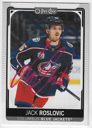 Jack Roslovic Signed 2021-22 O-Pee-Chee Hockey Card - Columbus Blue Jackets