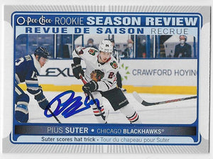 Pius Suter Signed 2021-22 O-Pee-Chee Hockey Card - Chicago Blackhawks #542