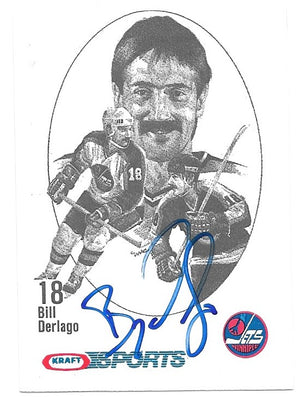 Bill Derlago Signed 1986-87 Kraft Drawings Hockey Card - Winnipeg Jets