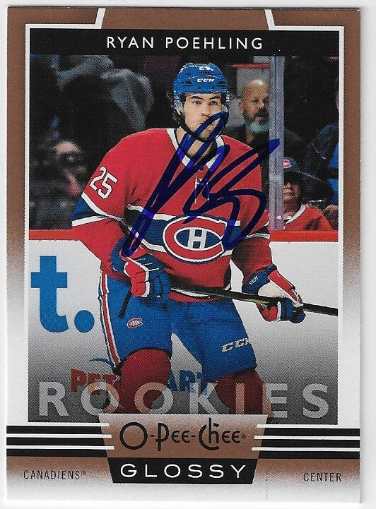 Ryan Poehling Signed 2019-20 O-Pee-Chee Glossy Rookies Hockey Card - Montreal Canadiens