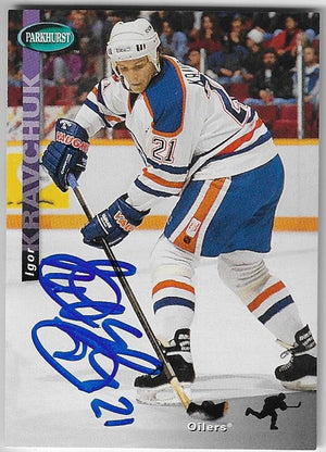 Carte de hockey Parkhurst SE 1994-95 signée par Igor Kravchuk - Oilers d'Edmonton