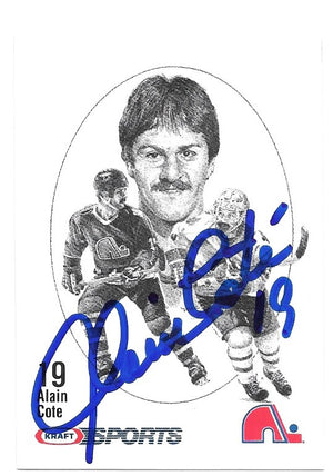 Alain Cote Signed 1986-87 Kraft Drawings Hockey Card - Quebec Nordiques