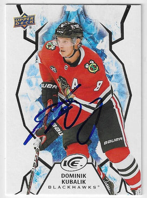 Domanik Kubalik Signed 2021-22 Upper Deck Ice Hockey Card - Chicago Blackhawks