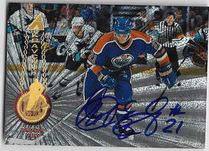 Carte de hockey signée par Igor Kravchuk, collection Pinnacle Rink 1994-1995 - Oilers d'Edmonton