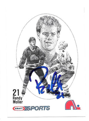 Randy Moller Signed 1986-87 Kraft Drawings Hockey Card - Quebec Nordiques