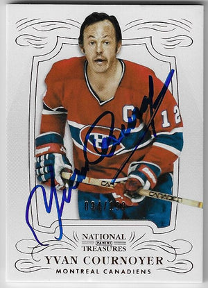 Yvan Cournoyer Signed 2013-14 Panini National Treasure Hockey Card - Montreal Canadiens