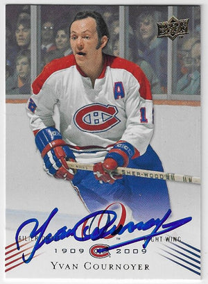 Yvan Cournoyer Signed 2008-09 Upper Deck Centennial Hockey Card - Montreal Canadiens #6