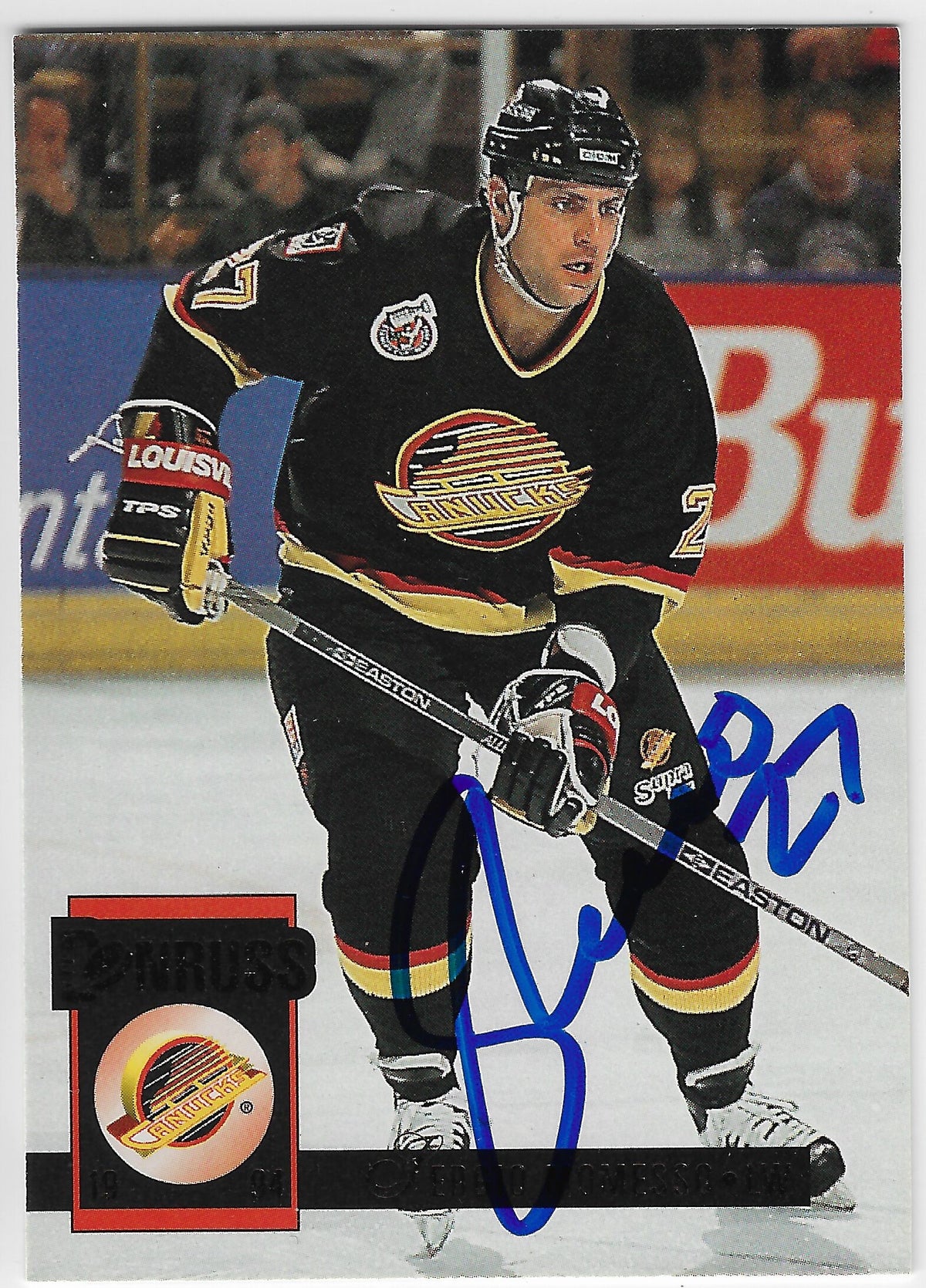 Sergio Momesso Signed 1993-94 Donruss Hockey Card - Vancouver Canucks