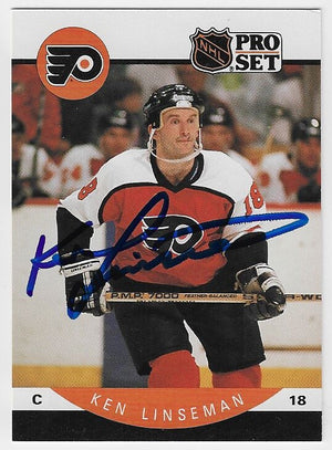 Ken Linseman Signed 1990-91 Pro Set Hockey Card - Philadelphia Flyers