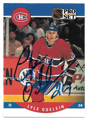 Lyle Odelein Signed 1990-91 Pro Set Hockey Card - Montreal Canadiens
