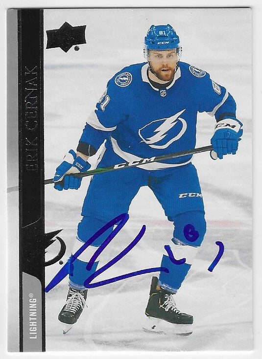 Erik Cernak Signed 2020-21 Upper Deck Hockey Card - Tampa Bay Lightning