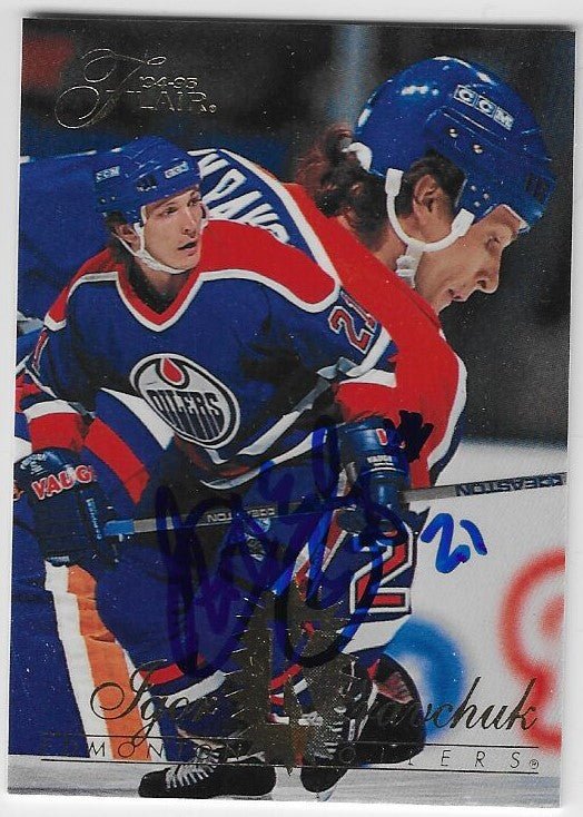 Carte de hockey Flair signée par Igor Kravchuk (Edmonton Oilers), saison 1994-1995