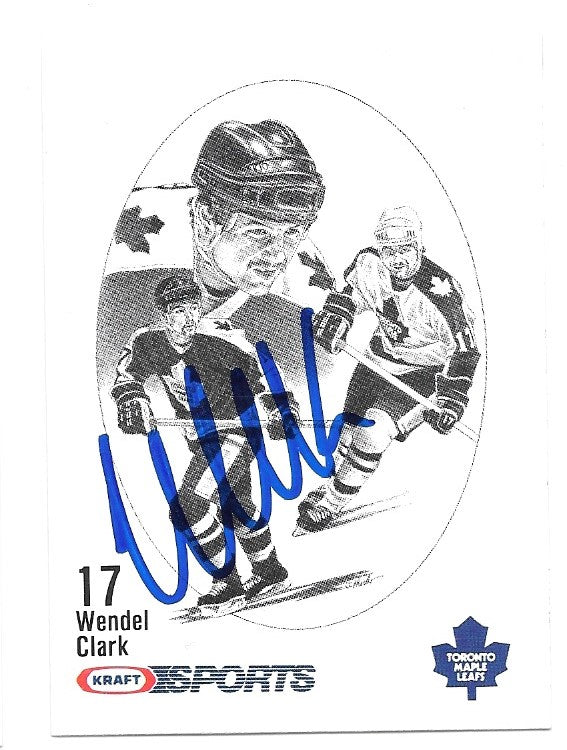 Wendel Clark Signed 1986-87 Kraft Drawings Hockey Card - Toronto Maple Leafs