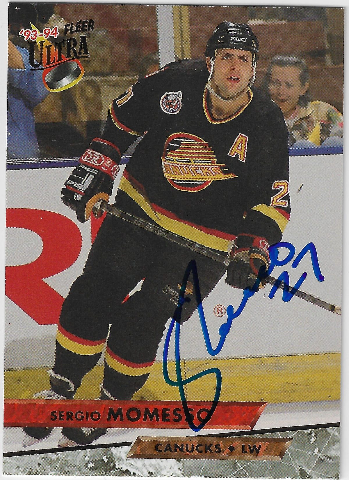 Sergio Momesso Signed 1993-94 Fleer Ultra Hockey Card - Vancouver Canucks