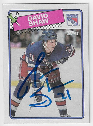 David Shaw Signed 1988-89 Topps Hockey Card - New York Rangers