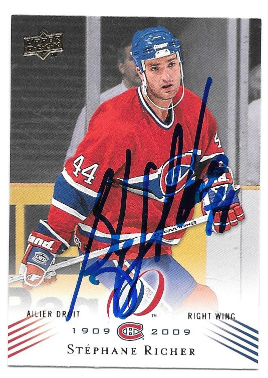 Stephane Richer Signed 2008-09 Upper Deck Centennial Hockey Card - Montreal Canadiens