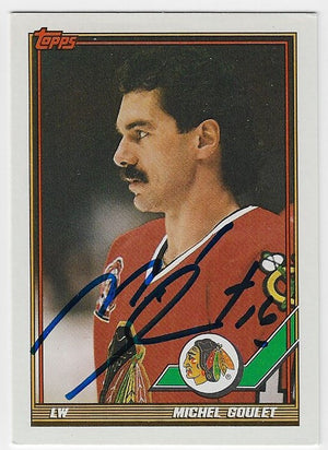 Michel Goulet Signed 1991-92 Topps Hockey Card - Chicago Blackhawks