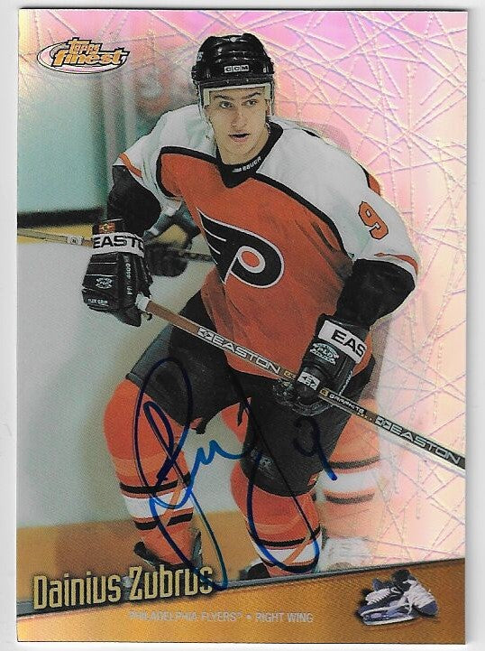 Dainius Zubrus Signed 1998-99 Topps Finest Hockey Card - Philadelphia Flyers