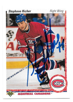 Stephane Richer Signed 1990-91 Upper Deck Hockey Card - Montreal Canadiens