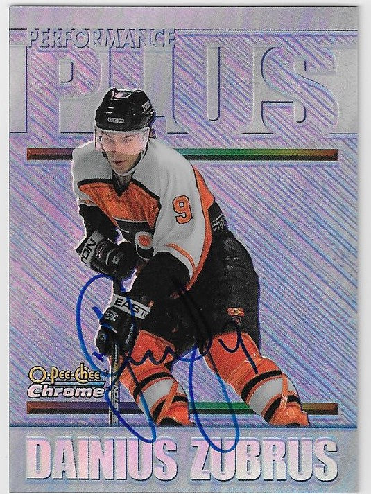 Dainius Zubrus Signed 1998-99 O-Pee-Chee Chrome Hockey Card - Philadelphia Flyers