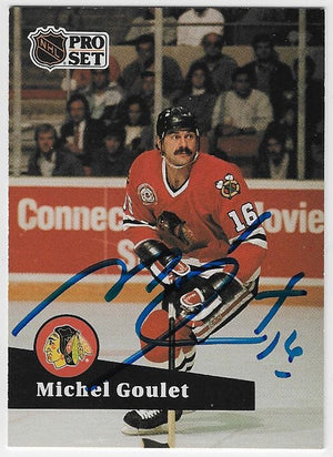 Michel Goulet Signed 1991-92 Pro Set Hockey Card - Chicago Blackhawks