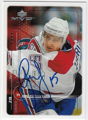 Dainius Zubrus Signed 1998-99 Upper Deck MVP Hockey Card - Montreal Canadiens