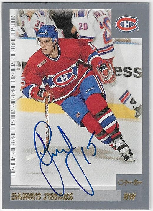 Dainius Zubrus Signed 2000-01 O-Pee-Chee Hockey Card - Montreal Canadiens