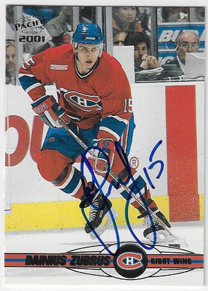 Dainius Zubrus Signed 2000-01 Pacific Hockey Card - Montreal Canadiens