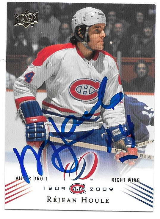 Rejean Houle Signed 2008-09 Upper Deck Centennial Hockey Card - Montreal Canadiens