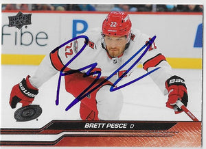 Brett Pesce Signed 2023-24 Upper Deck Hockey Card - Carolina Hurricanes