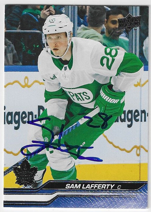 Sam Lafferty Signed 2023-24 Upper Deck Hockey Card - Toronto Maple Leafs