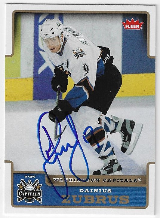 Dainius Zubrus Signed 2006-07 Fleer Hockey Card - Washington Capitals