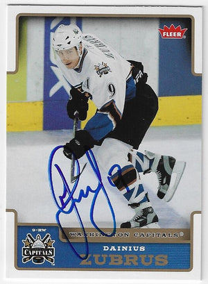 Dainius Zubrus Signed 2006-07 Fleer Hockey Card - Washington Capitals
