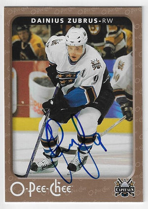 Dainius Zubrus Signed 2006-07 O-Pee-Chee Hockey Card - Washington Capitals