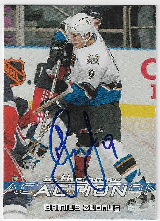 Dainius Zubrus Signed 2003-04 In The Game Action Hockey Card - Washington Capitals
