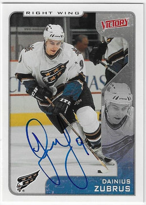 Dainius Zubrus Signed 2001-02 Upper Deck Victory Hockey Card - Washington Capitals