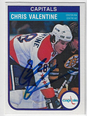 Chris Valentine Signed 1982-83 O-Pee-Chee Hockey Card - Washington Capitals