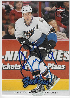 Dainius Zubrus Signed 2006-07 Fleer Ultra Hockey Card - Washington Capitals