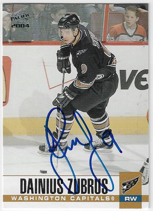 Dainius Zubrus Signed 2003-04 Pacific Hockey Card - Washington Capitals