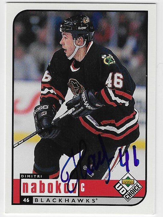 Dimitri (Dmitri) Nabokov Signed 1998-99 UD Choice Hockey Card - Chicago Blackhawks