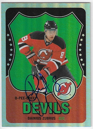 Dainius Zubrus Signed 2010-11 O-Pee-Chee Retro Rainbow Hockey Card - New Jersey Devils