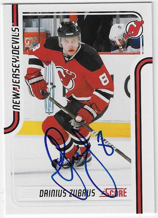 Dainius Zubrus Signed 2011-12 Score Hockey Card - New Jersey Devils