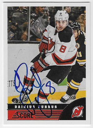 Dainius Zubrus Signed 2013-14 Score Hockey Card - New Jersey Devils