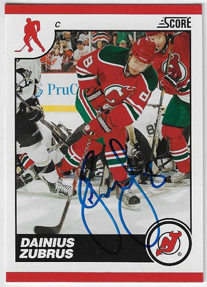 Dainius Zubrus Signed 2010-11 Score Hockey Card - New Jersey Devils