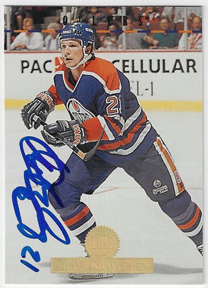 Carte de hockey des Leafs d'Edmonton signée par Igor Kravchuk (saison 1994-1995)
