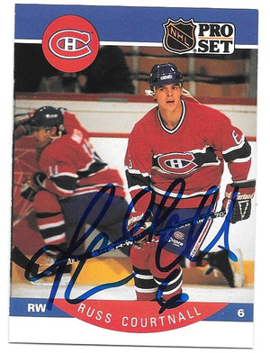 Russ Courtnall Signed 1990-91 Pro Set Hockey Card - Montreal Canadiens