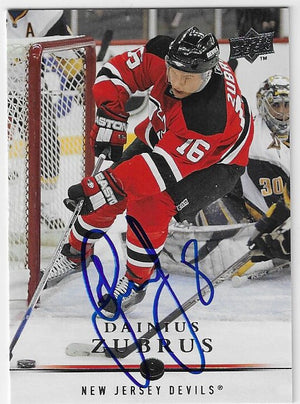 Dainius Zubrus Signed 2008-09 Upper Deck Hockey Card - New Jersey Devils